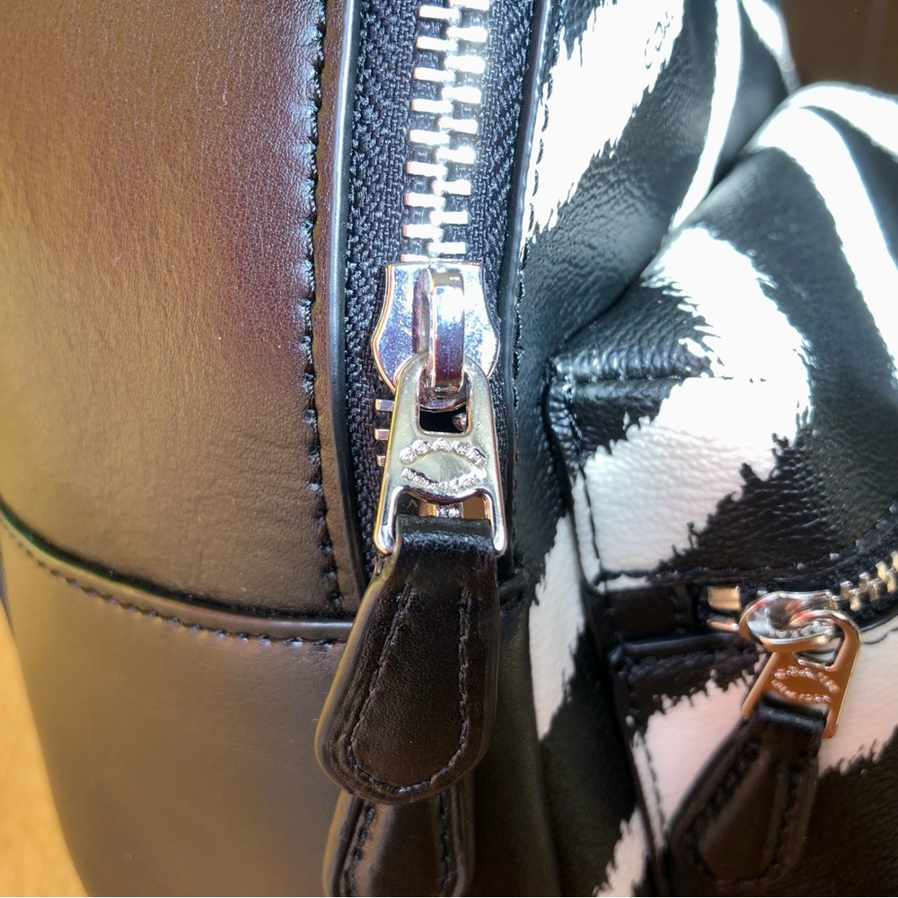 Coach mini Charlie zebra print canvas/leather/nylon backpack - Picture 4 of 7